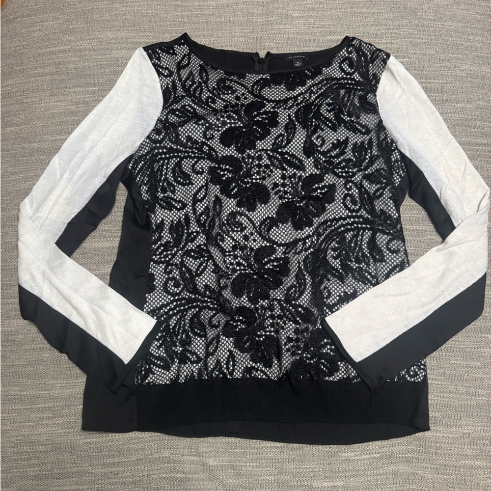Ann Taylor Black and White Lace Blouse